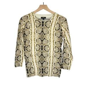 J Crew Tippi in Caramel Snake Print Merino Wool Knit Sweater Small
